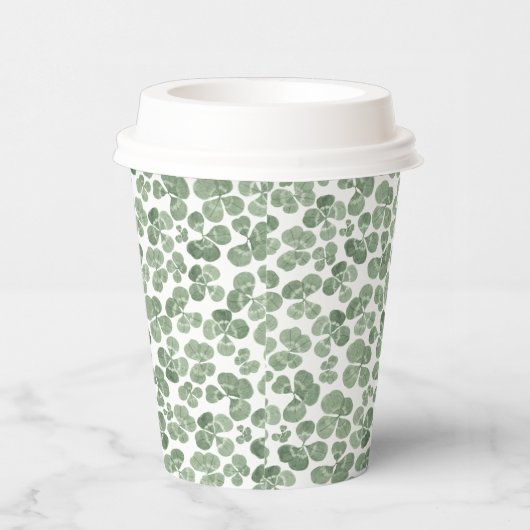 Waterverf Shamrock Clover Patterned Papieren Bekers (Rechts)