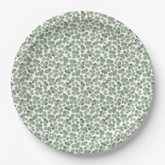 Waterverf Shamrock Clover Patterned Papieren Bordje (Voorkant)