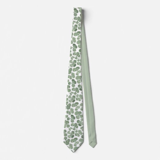 Waterverf Shamrock Clover Patterned Stropdas (Voorkant)