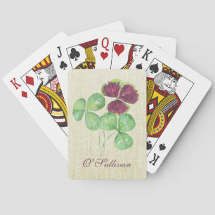 Waterverf Shamrock Clover Saint Partick's Day Pokerkaarten