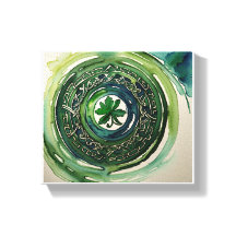 Waterverf Shamrock Keltische Knoop Canvas Print