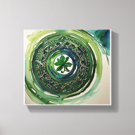 Waterverf Shamrock Keltische Knoop Canvas Print
