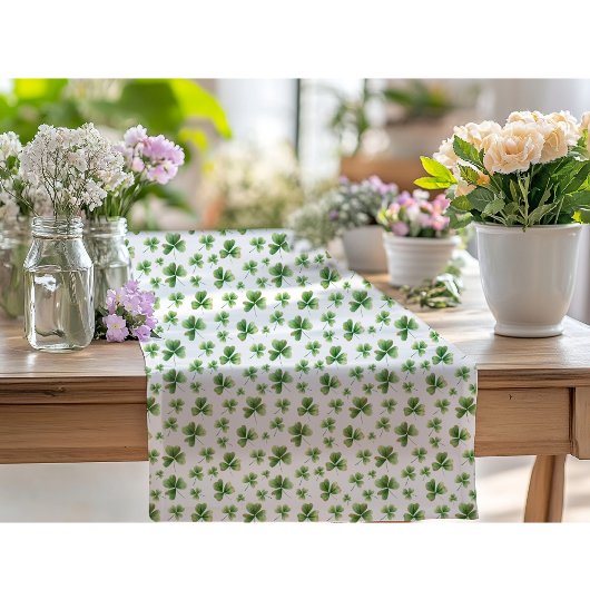 Waterverf Shamrock Pattern St. Patrick's Day Korte Tafelloper