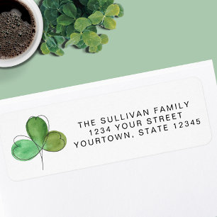 Waterverf Shamrock Retouradres Etiket