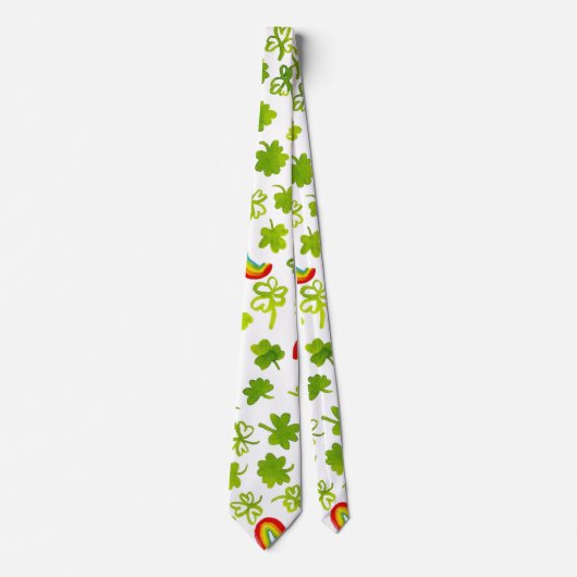 Waterverf Shamrocks en Rainbows Irish Stropdas (Voorkant)