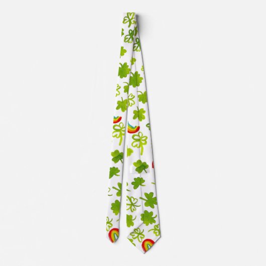 Waterverf Shamrocks en Rainbows Irish Stropdas (Achterkant)