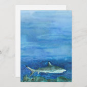 Waterverf Shark Invitation Kaart (Voorkant / Achterkant)