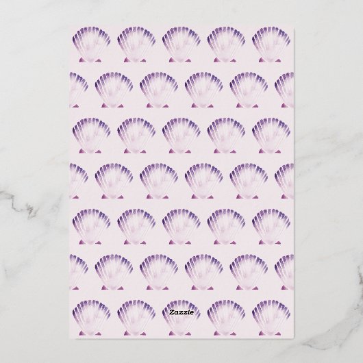 Waterverf Shell Onder het Zee Bruiloft Folie Uitnodiging (Achterkant)