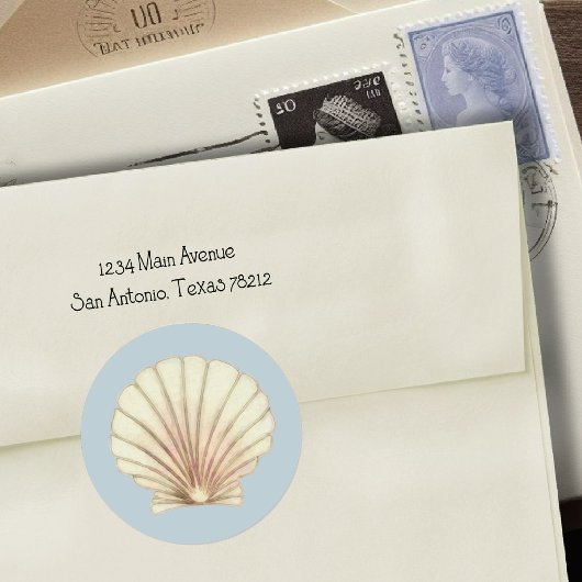 Waterverf Shell Ronde Sticker