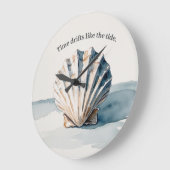 Waterverf Shell wandklok – rustige kuststijl Grote Klok (Hoek)
