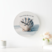 Waterverf Shell wandklok – rustige kuststijl Grote Klok (Huis)