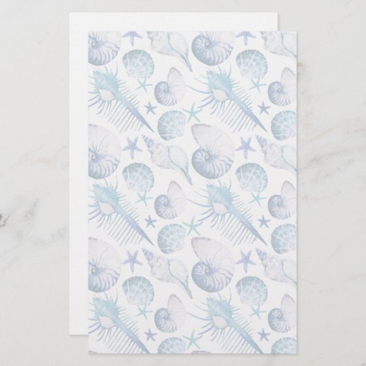 Waterverf Shells Briefpapier (Voorkant / Achterkant)