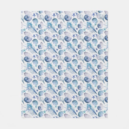 Waterverf Shells Fleece Deken (Voorkant)