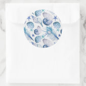 Waterverf Shells Ronde Sticker (Tas)