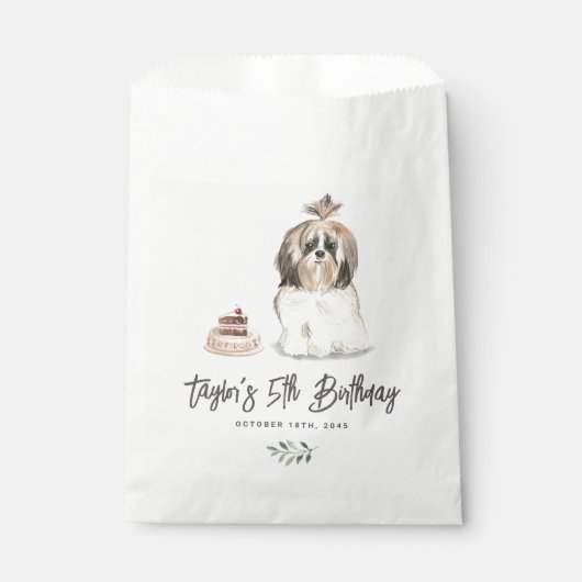Waterverf Shih Tzu Dog Verjaardag Dank u Bedankzakje (Voorkant)