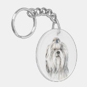 Waterverf Shih Tzu Sleutelhanger (Voorkant Links)