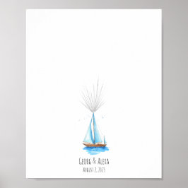 Waterverf Ship Fingerprint Gastenboek Poster