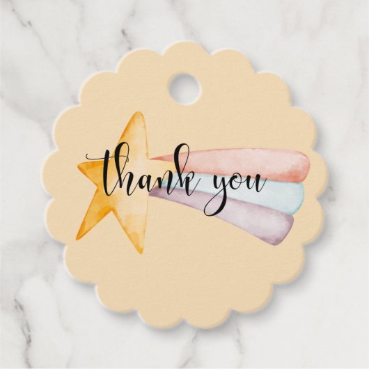 Waterverf Shooting Star & Rainbow Tail Dank je wel Bedankjes Labels (Voorkant)