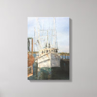 Waterverf Shrimp Boat Coastal Vist Canvas Art