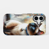 Waterverf Siamese Cat iPhone 16 Hoesje (Achterkant horizontaal)