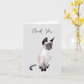 Waterverf Siamese Cat Kaart (Gele Bloem)