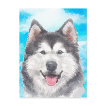 Waterverf Siberian Husky Dog Pet
