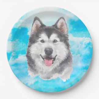 Waterverf Siberian Husky Dog Pet Papieren Bordje