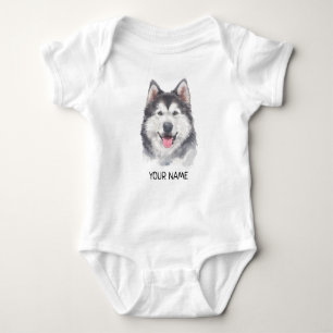 Waterverf Siberian Husky Dog Pet Romper