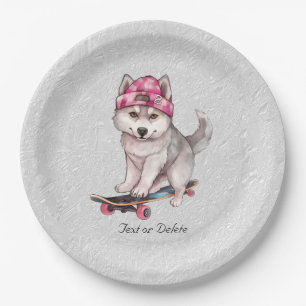 Waterverf Siberisch Husky Papier Bord