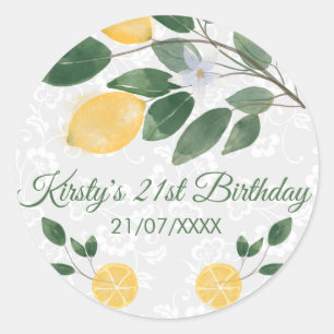Waterverf Siciliaanse Lemons Birthday Ronde Sticker