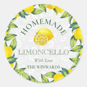 Waterverf Siciliaanse Lemons Homemade Limoncello Ronde Sticker