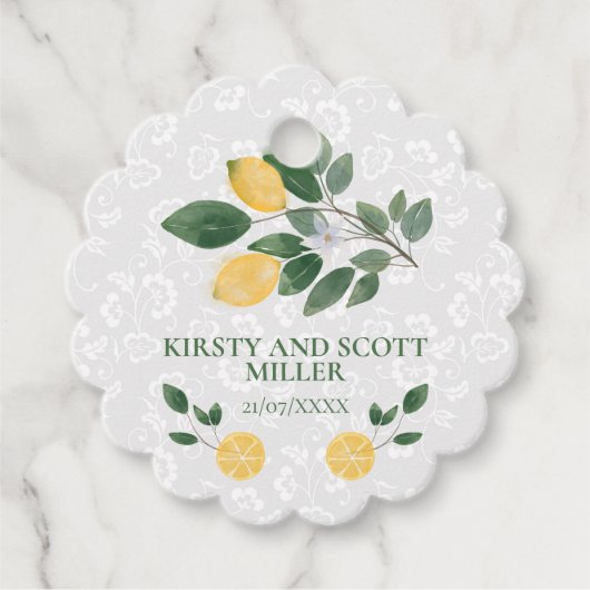 Waterverf Siciliaanse Lemons Wedding Bedankjes Labels (Voorkant)