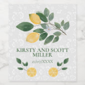 Waterverf Siciliaanse Lemons Wedding Wijn Etiket (Enkel label)