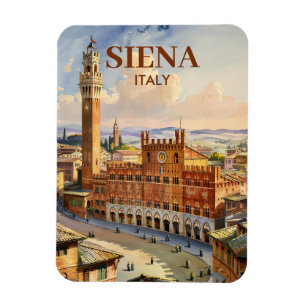 Waterverf Siena Italië Vintage Piazza del Campo Magneet