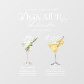 Waterverf Signature Drink Wedding Bar Sign Cling Raamsticker (Vel)