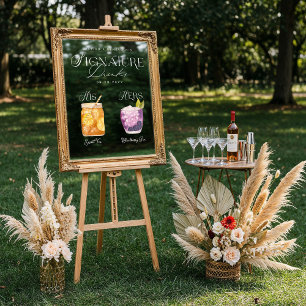 Waterverf Signature Drink Wedding Bar Sign Cling Raamsticker