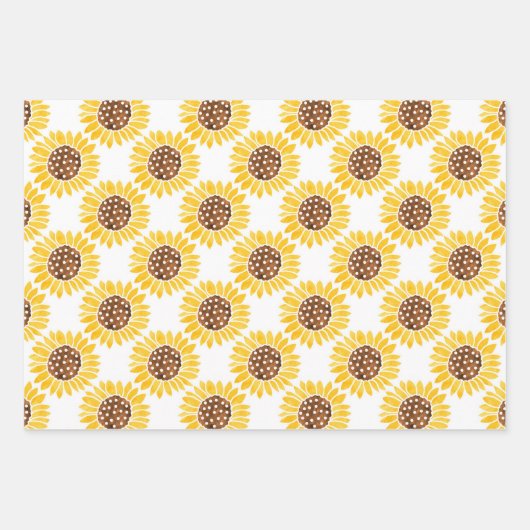 Waterverf Silhouette Sunflower Patroon Inpakpapier Vel (Voorkant 3)
