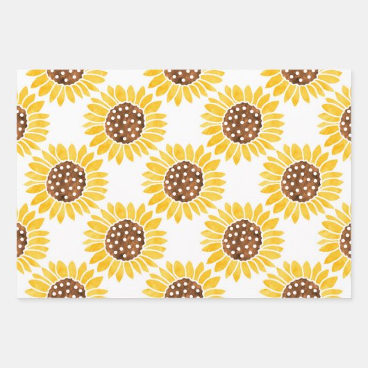 Waterverf Silhouette Sunflower Patroon Inpakpapier Vel (Voorkant 2)