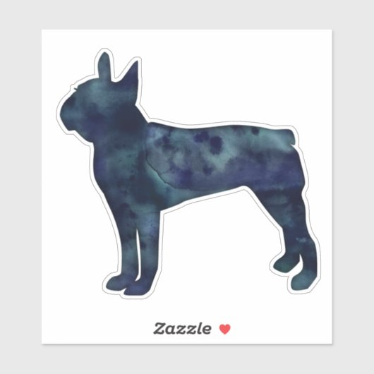 Waterverf Silhouette van Boston Terrier Black Sticker (Vel)