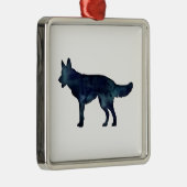 Waterverf Silhouette van Shepherd Black Metalen Ornament (Rechts)