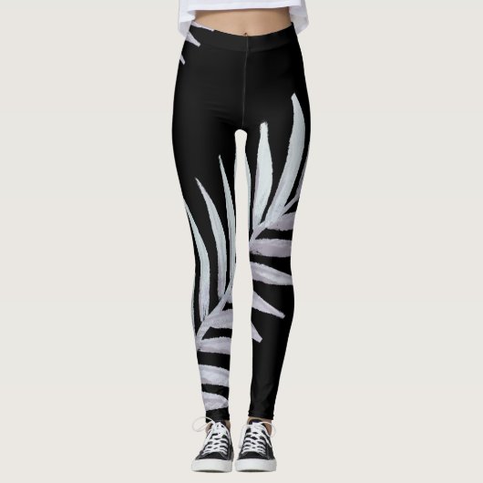 waterverf Silver Leaves Leggings (Voorkant)
