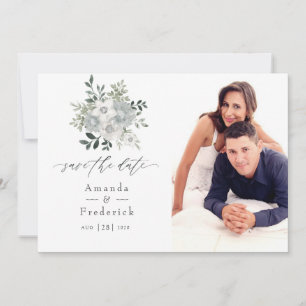 Waterverf Silver Sage Floral Wedding Save The Date