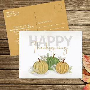 Waterverf Simple Pumpkin Gourd Happy Thanksgiving Briefkaart
