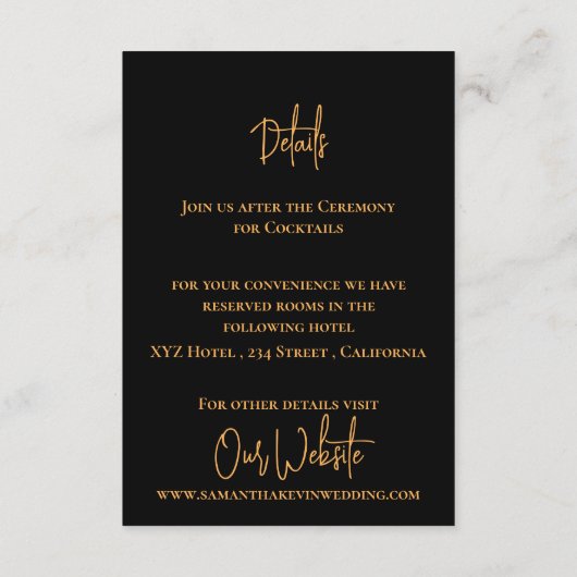 Waterverf Sinaasappel Bloemen bruiloft Details Informatiekaartje (Achterkant)