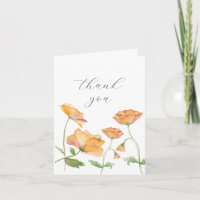 Waterverf Sinaasappel Bloemen Dank u kaart