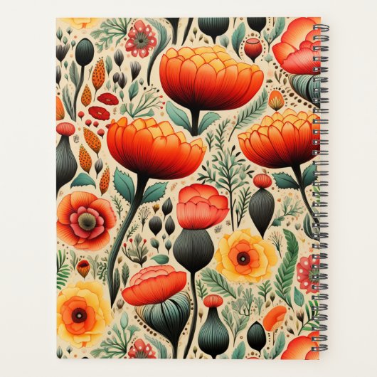 Waterverf Sinaasappel Bloemen Jaarlijkse Planner H (Achterkant)