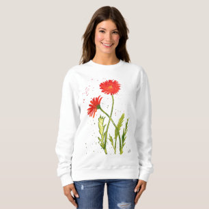 Waterverf Sinaasappel Bloemen Wildflower Zomer Nat Trui