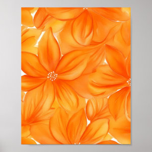 Waterverf sinaasappel bloemenlevendige botanische poster