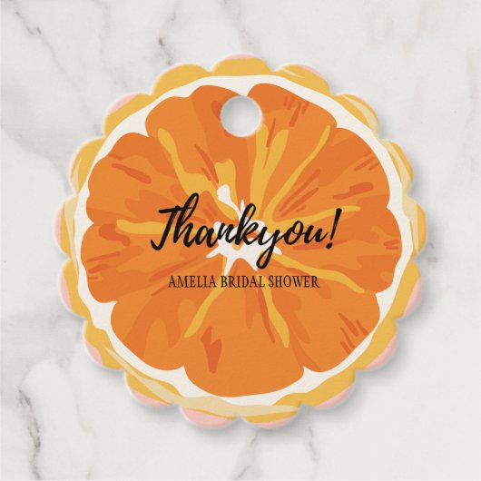 Waterverf Sinaasappel citrus Vruchten Bruidsdouche Bedankjes Labels (Voorkant)