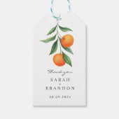 Waterverf Sinaasappel Citrus Zomer Bruiloft Cadeaulabel (Voorkant)